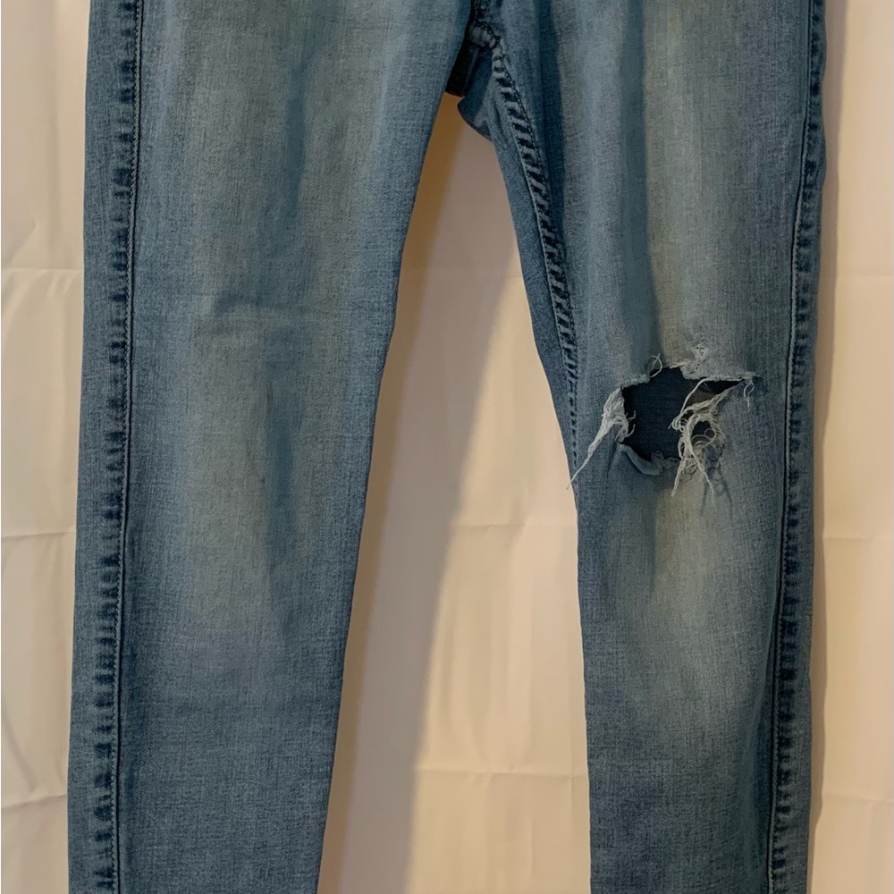 Hollister Jeans Men 33X32 Super Skinny Blue Distressed Advanced Stretch